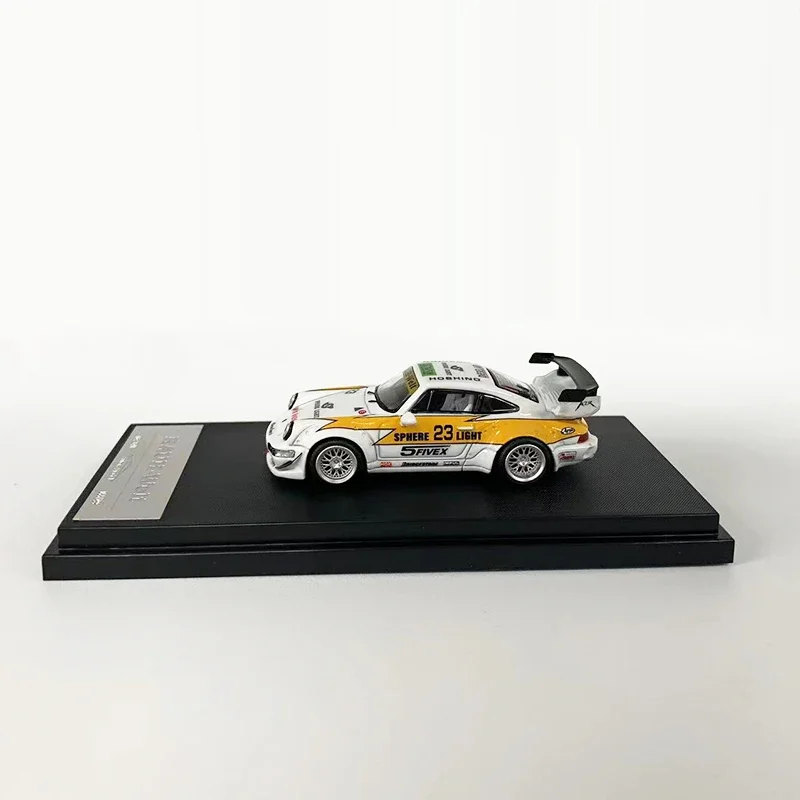 Aurora 1:64 modelo de coche RWB 964, colección de vehículos deportivos de aleación, pantalla, revestimiento de Flash amarillo