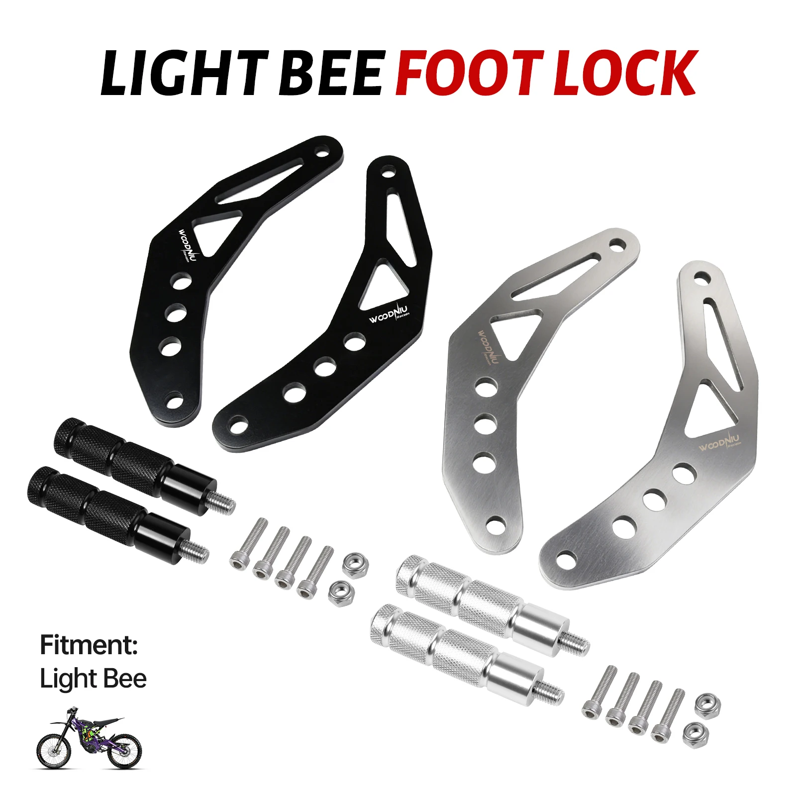 Motorcycle Stunt Foot Pedal for Surron Pegs Light Bee X Black and Silver Foot Lock High-quality Off-road Electric Dirt Bike Part
