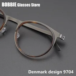 Screwless Glasses Frames DIY Ring Round Titanium Men Women Eyeglasses Optical Lens Spectacle Eyewear Denmark Brand Design 9704