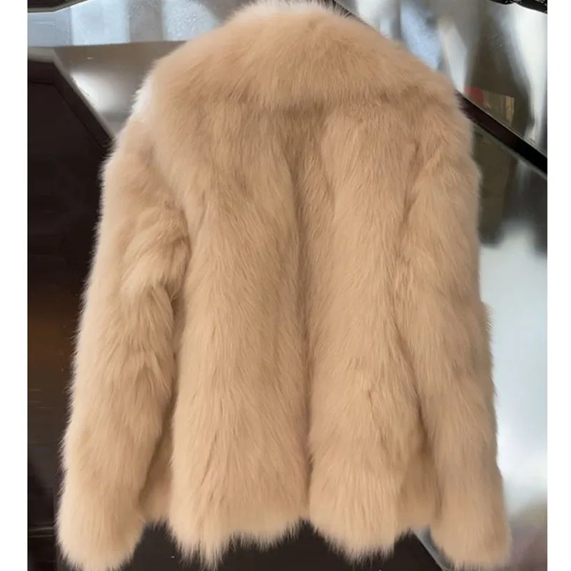 Inverno senhoras cor sólida pele topos casaco 2025 high-end moda feminina solta de pelúcia outwear coreano feminino lazer jaqueta de pele do falso