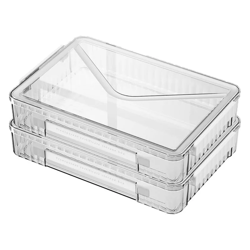 

AB97-2 Pcs 8.5 X 11 Paper Storage,Clear Plastic Organizer For A4 With Handle Files Portable Project Case,Art Organizer