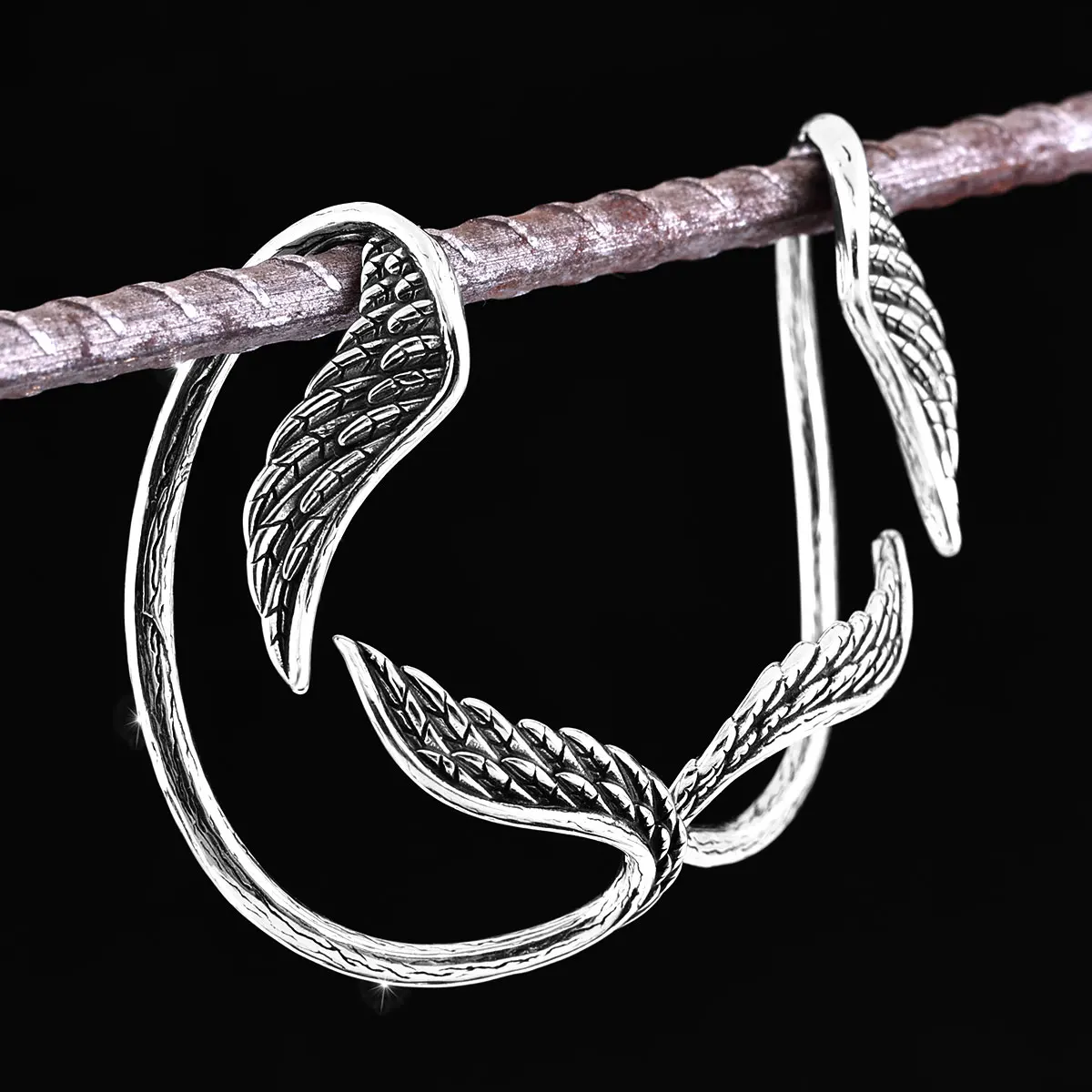 

Stainless Steel Fashion Personalized Feather Angel Wings Hanging Earrings Never Fade Unisex Without Ear Holes Teen Gift Jewelry