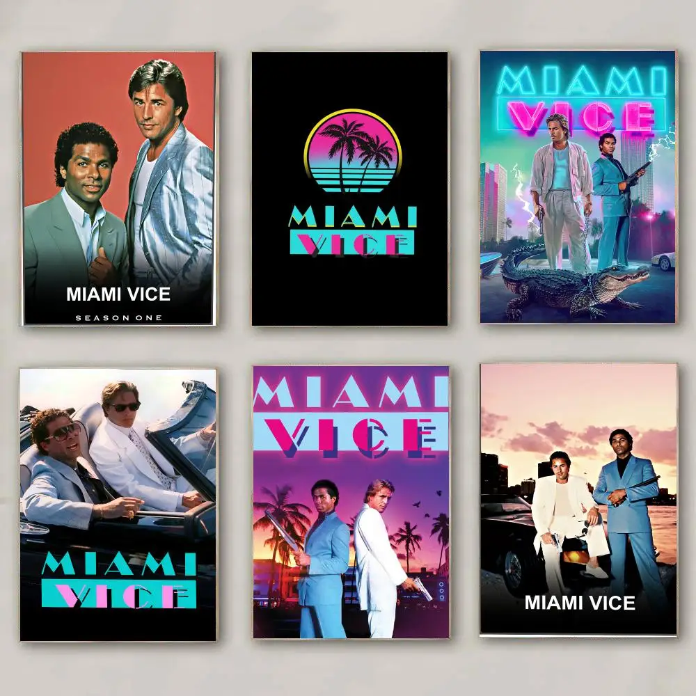 tv series M-Miami Vice-E Poster Modern Wall Decal for Living Room Cafe Office Bar and Bedroom