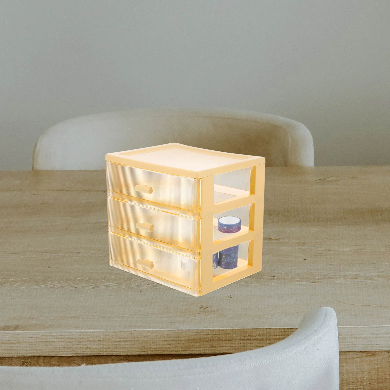 

Yellow 2-layer Drawer Desk Organizer Storage Box School Office Plastic Desktop Stationery Bins Efficient Space Use
