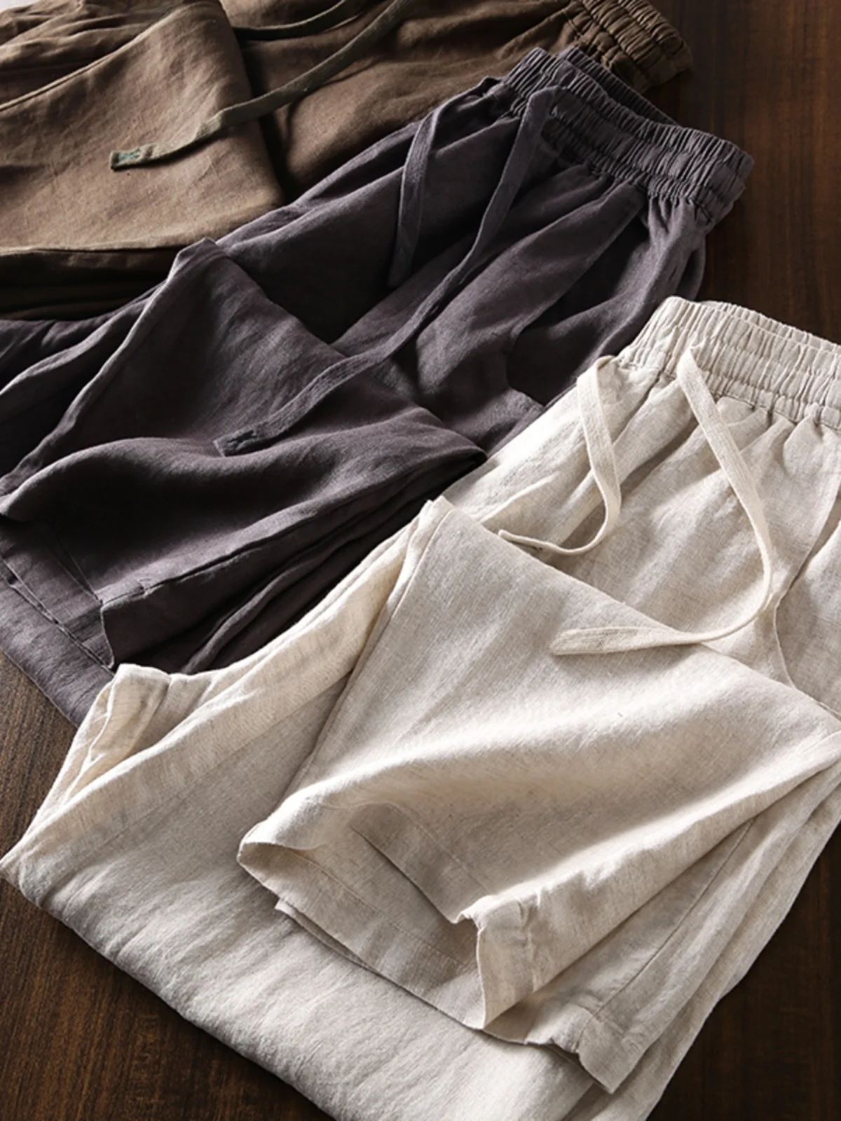 

Удобные мужские летние новые свободные повседневные брюки с широкими штанинами из льняной ткани, дышащие, с охлаждающим эффектом, прямого кроя