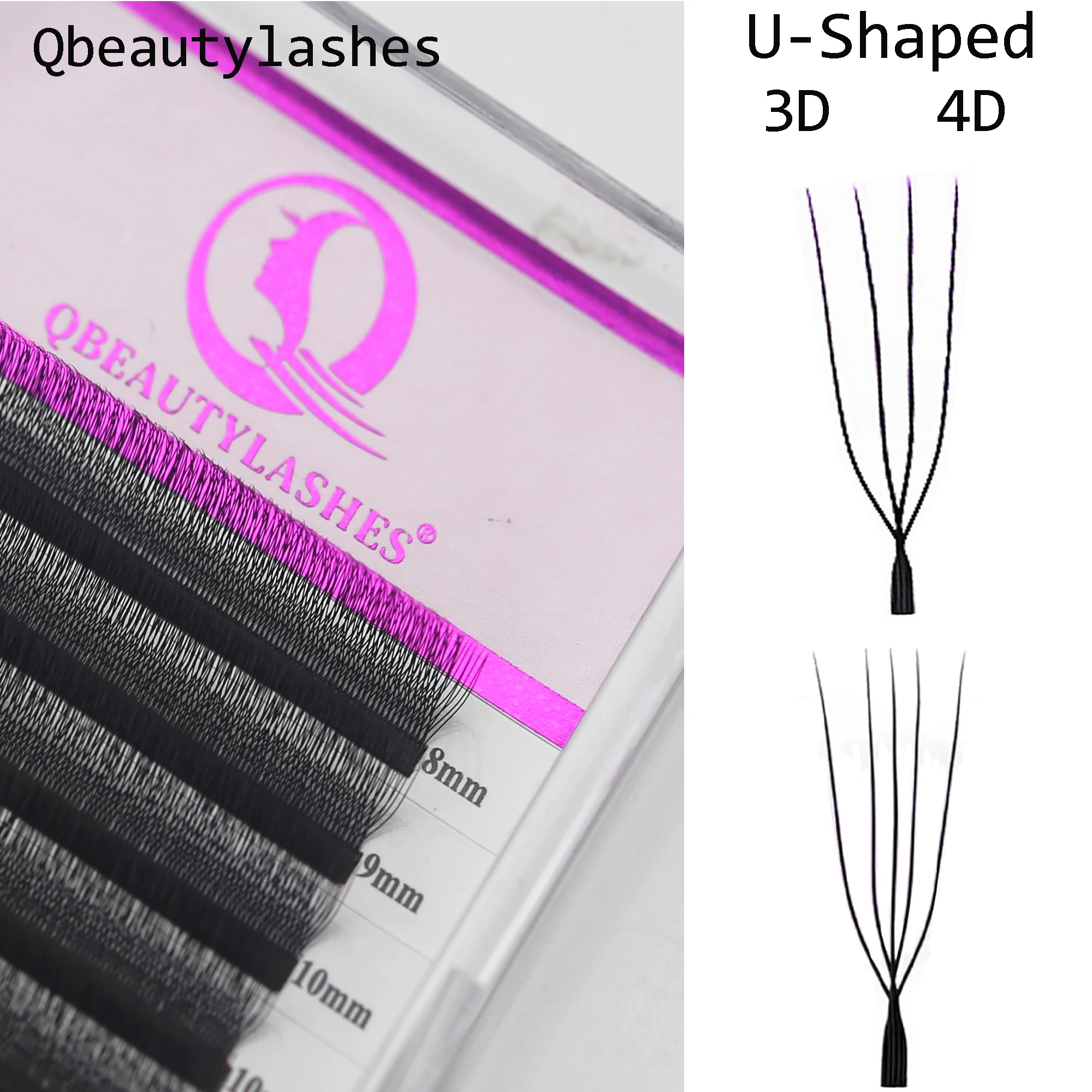 Qbeautyelashes U على شكل YY 3D 4D 5D W رموش تمديد YY طبيعة بلوم الرموش الصناعية المشجعين مسبقة الصنع أدوات التجميل #6