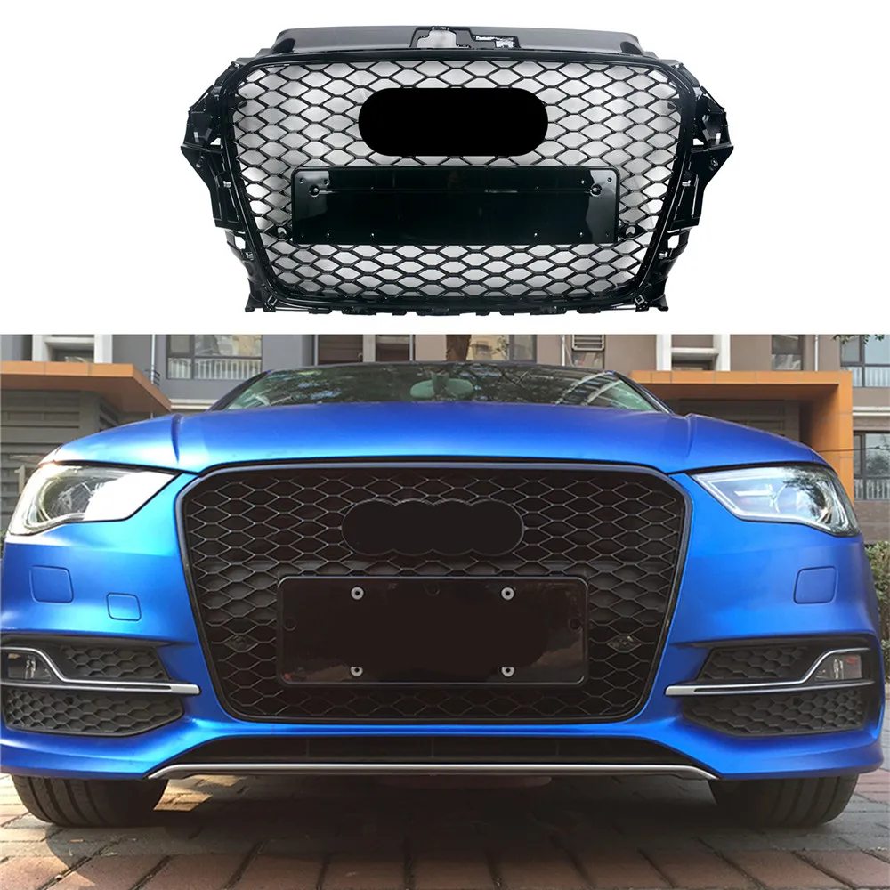 

Modified For A3 Racing Grills For A3 S3 8V 2014 2015 2016 Front Bumper Mesh Cover Front Grill Grille For Trims