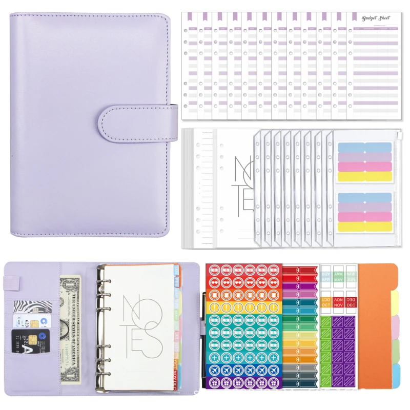2026 New A6 Small PU Leather Notebooks Sticker Loose-leaf Book High-value Small Book Macaron Portable Notepad Cash Storage Book