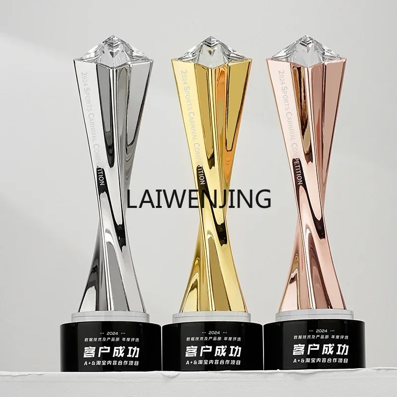 SGF Metal Twist Column Trophy Creative Star Pentagram Gold, Silver and Bronze Champion