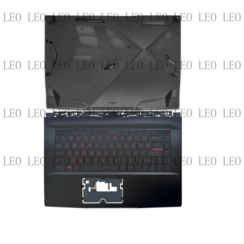 MY New For GF63 8RC 8RD GF63VR MS-16R1 Laptop Upper Case Palmrest Cover Red Backlight/Bottom Base Cover D Shell Case