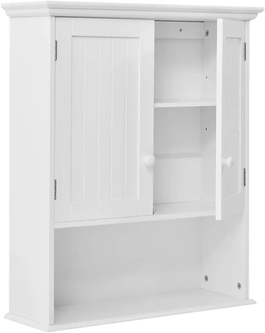 

Wall Mount Bathroom Cabinet, Medicine Cabinet with Open , Inner Adjustable , Bathroom Organizer Cupboard with Double Door, Comp