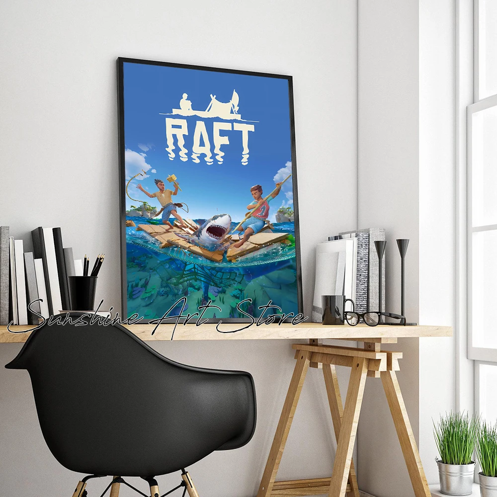 Raft Game Poster Intense Wave Gamer Room Decor Raft Survival Adventure Video Game Poster Canvas Painting Wall Picture Home Decor