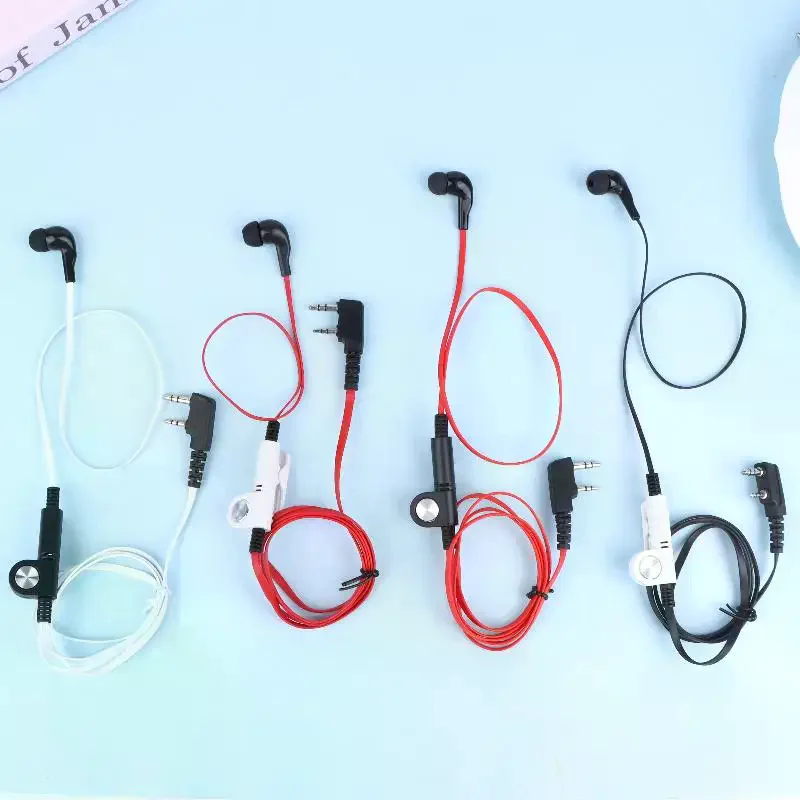 /&/Two Way Radio Earphone Two Pin Walkie Talkie Earpiece Flat Cable In Ear Headset For Security Patrol Hiking Camping Work