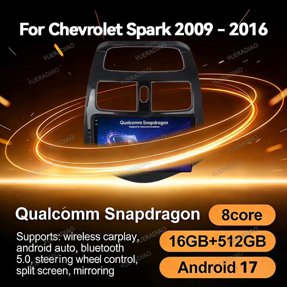 Автомагнитола Android 17 для Chevrolet Spark Beat Matiz Creative 2009-2016, мультимедийный видеоплеер, головное устройство QLED GPS NAVI BT 2DIN