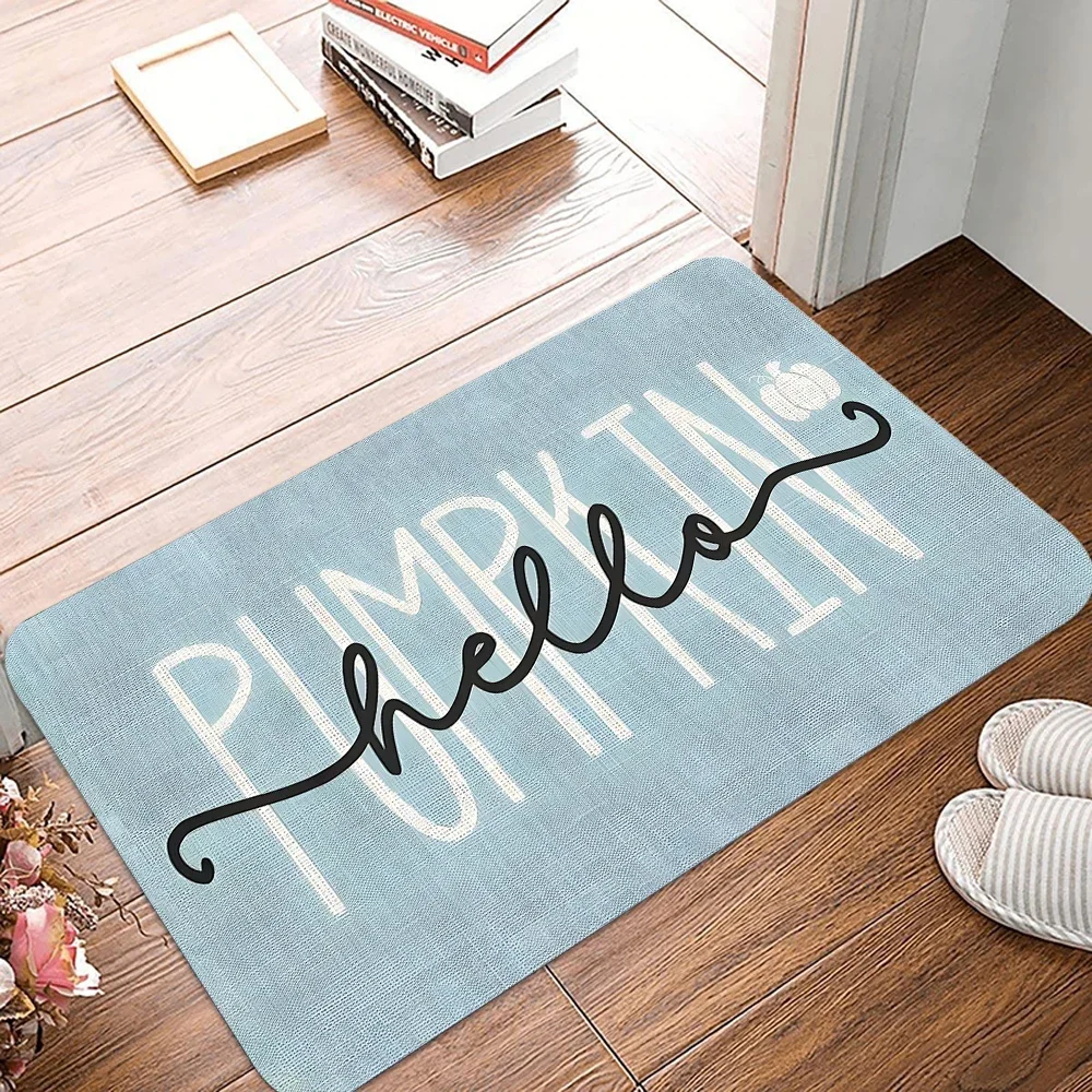 VIKAMA Happy Fall Yall Pumpkin Door Mat Thanksgiving Autumn Non-Slip Welcome Creative Decorative Seasonal Floor Mat for Home Dec