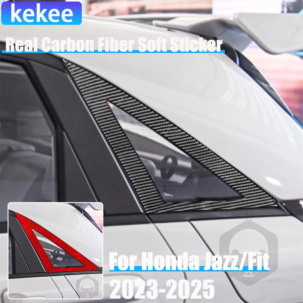 

Real Carbon Fiber Car Accessories Rear Side Window Decorative Trim Cover Soft Sticker For Honda Fit /Jazz GR9 2023 2024 2025