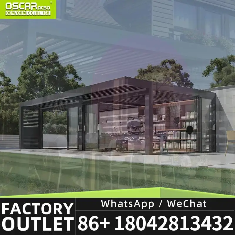 3x3 3x4 Modern Waterproof Outdoor Aluminium Motorized Adjustable Louvered Roof Bioclimatic Structure for Garden Patio Balcony pe