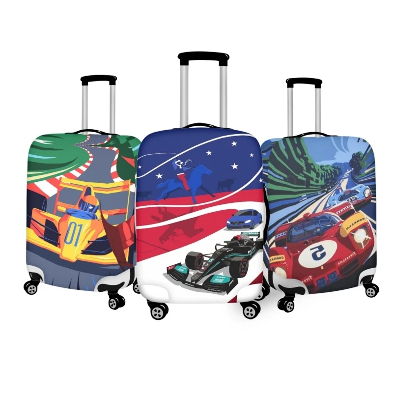 Racing Car Pattern Travel Luggage Cover Protector Suitable for 18''-32'' Inch Removeable Scratch Washable Suitcase Covers Zipper