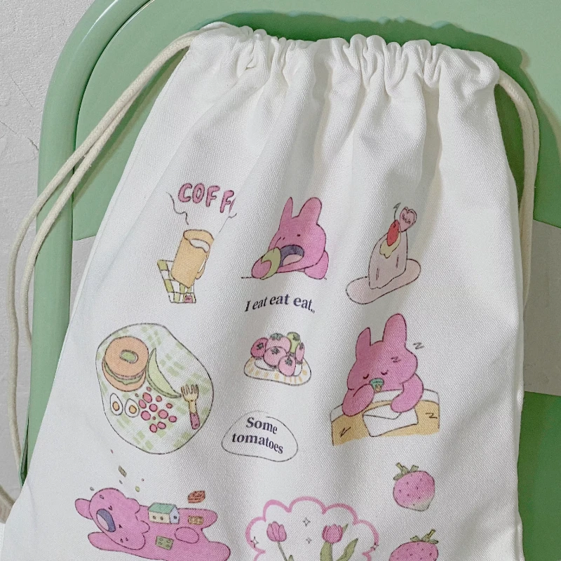 Girls Cartoon Print Harajuku Sweet Schoolbags Kawaii Cute Fashion Casual Shoulder Bags Women Japanese Canvas Backpacks Y2k 2024