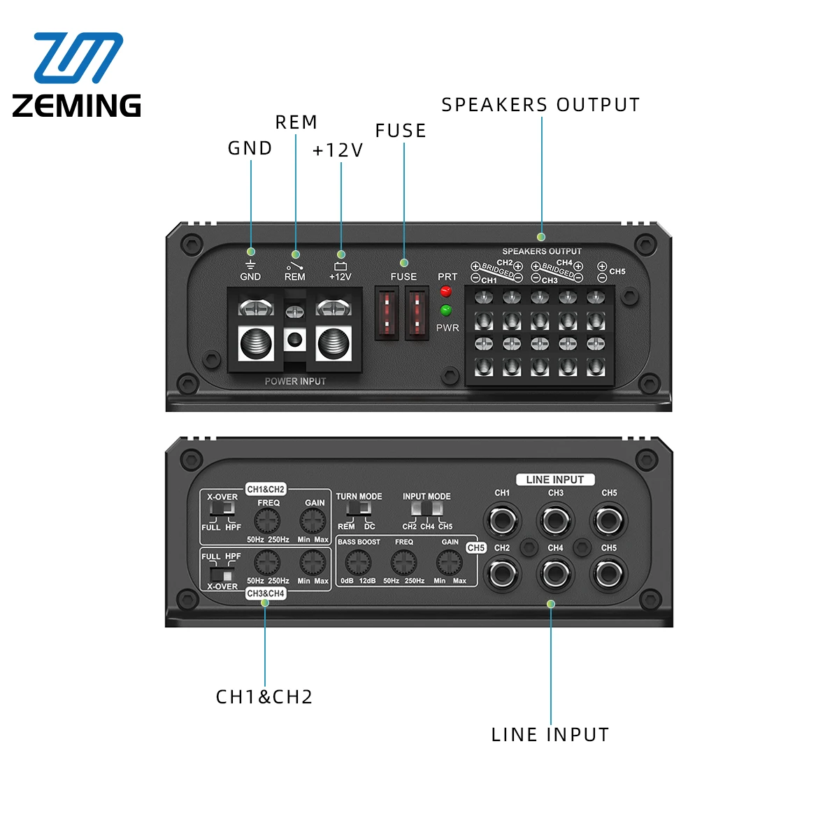 New Design Class D 5 Channels  Car Audio Amplifier  4*160W + 1*350w for Car Audio Speaker System Car Amplifier