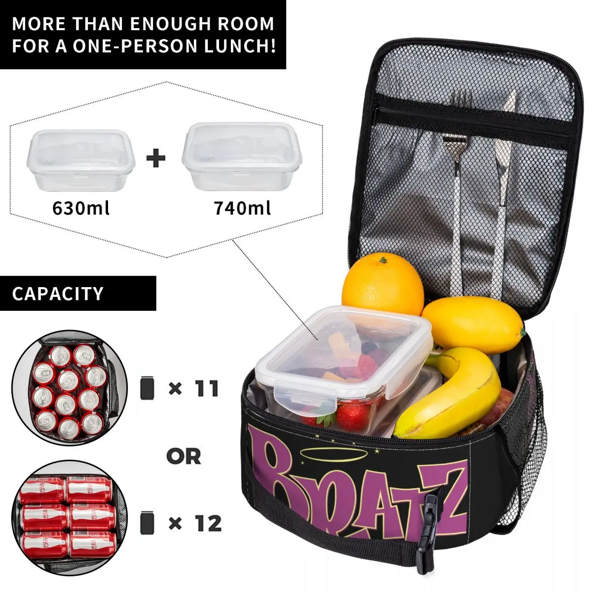 Bratz-Logo isolierte Lunch-Taschen Kühler Lunch-Container auslaufs ichere Tasche Lunchbox Lebensmittel Handtaschen Büro reisen