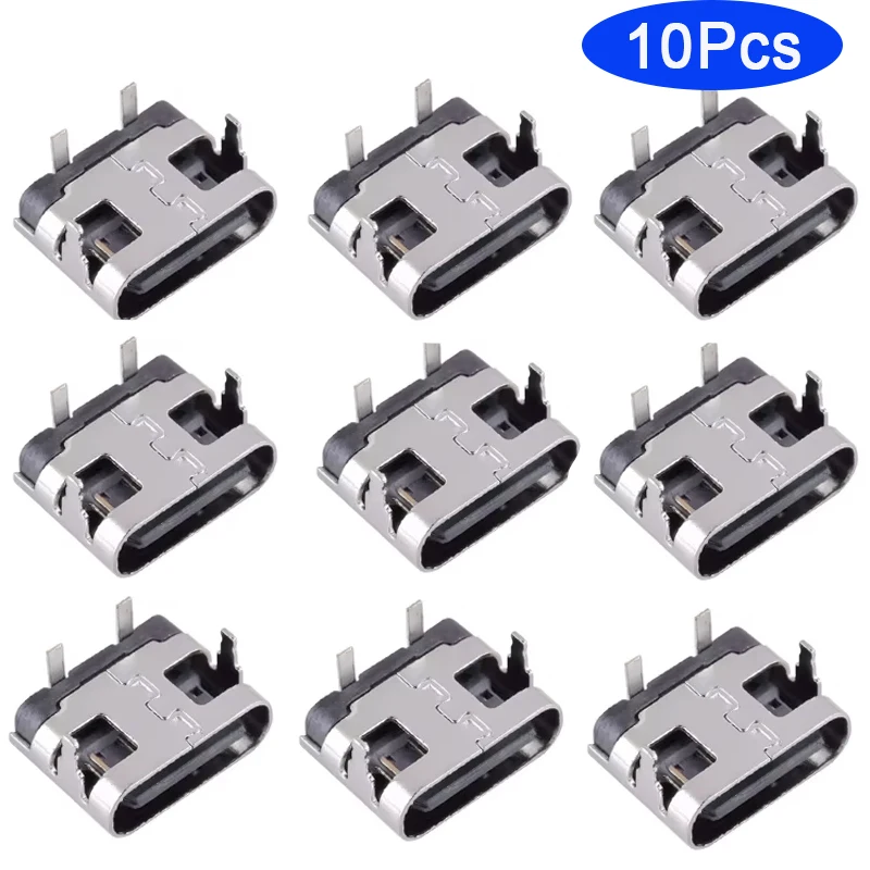 10Pcs 2 Pin USB 3.1 Type-C Female Power Jack Dock Micro USB Type C Connector Socket for Mobile Phone Charging Port