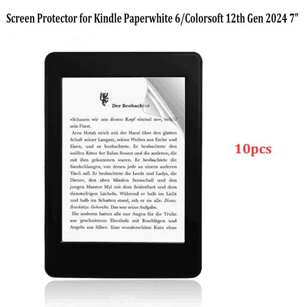 10 قطعة واقي للشاشة PET ناعم عالي الدقة للقارئ الإلكتروني طبقة رقيقة واقية احترافية لأوقد Paperwhite 6 12th Gen/Colorsft 2024 7"