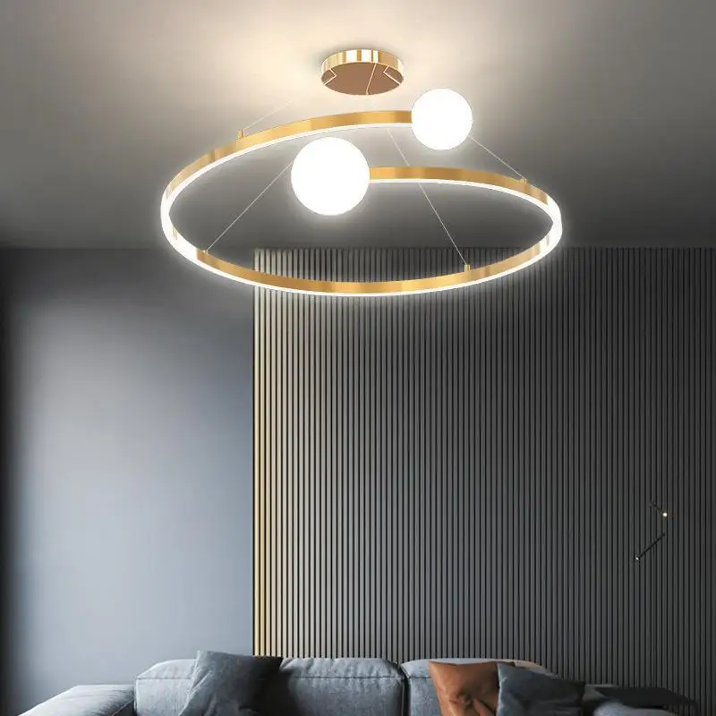 Nordic New Minimalist Dressing Room Living Room Bedroom Chandelier Creative Ring Design Curved Design Balcony Corridor Lighting