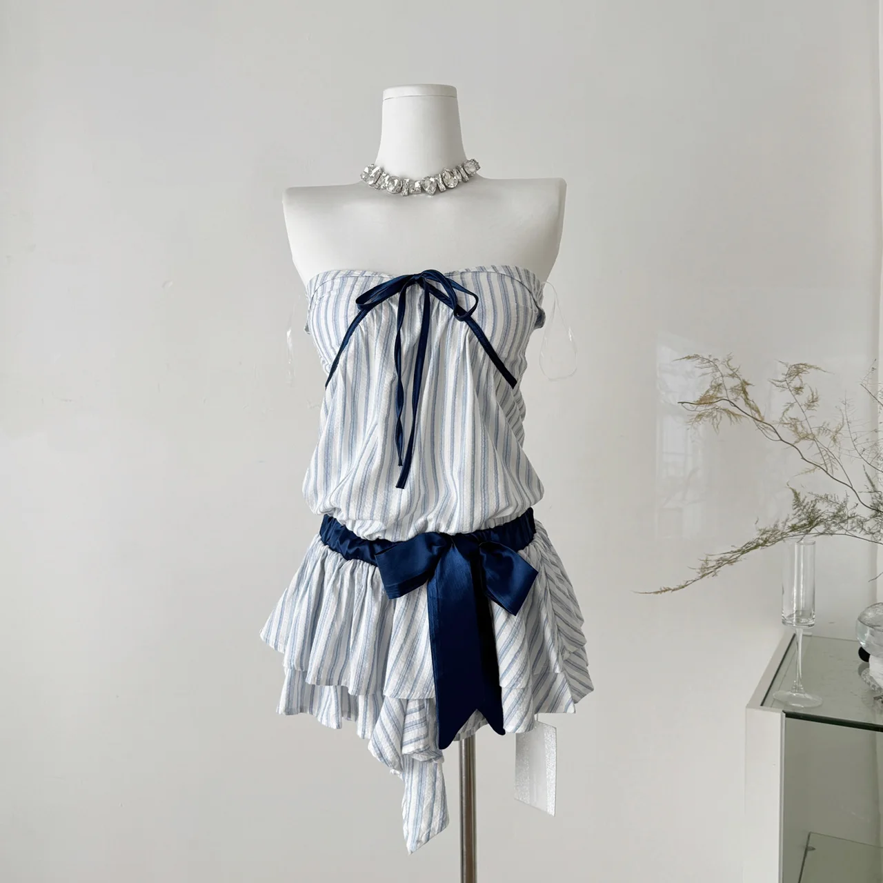 

Summer Women Y2k Striped Off Shoulder A-line Dress Tunic Frock Shoujo One-Piece Coquette Evening Party Prom Gyaru Graduation