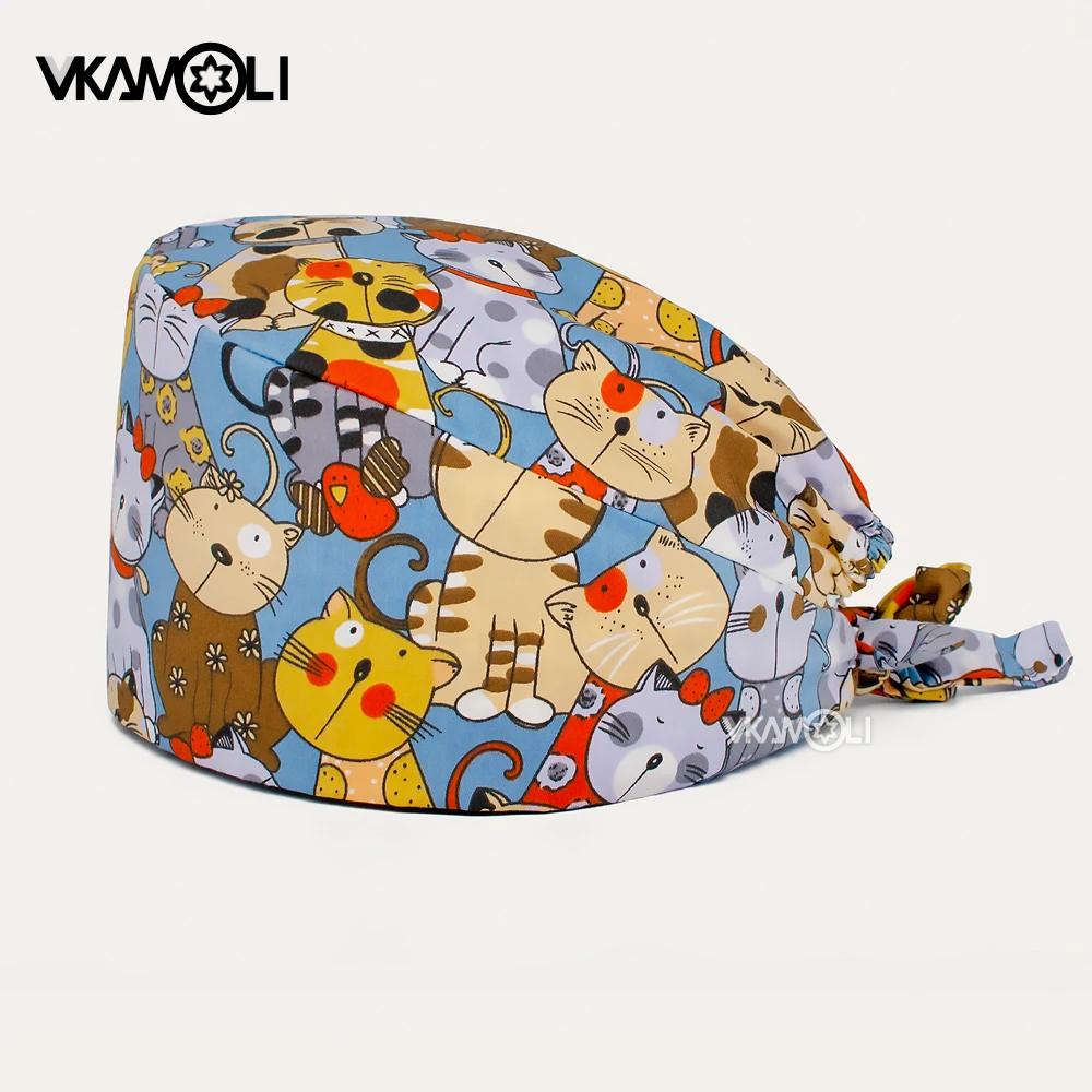 Gorros con estampado de animales para mujer, gorro transpirable para trabajo de tienda de mascotas, enfermería, venta al por mayor