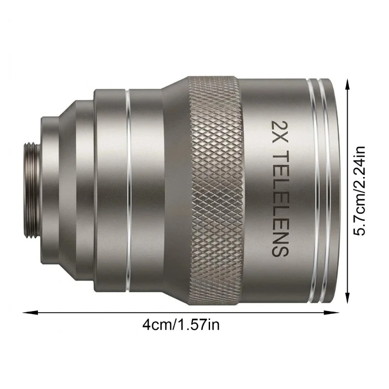 Smartphone Telephoto Lens 2X Reach with 17mm Threaded Mount, Metal Body for Travel City Portrait Framing and Phone Photo Use for