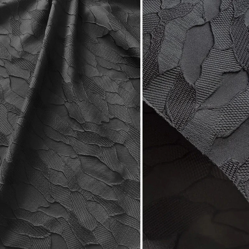 

Ткань пэчворк жаккард без растяжения для курток, дизайнерская, креативная, модная, черная, продается на метры, для шитья своими руками