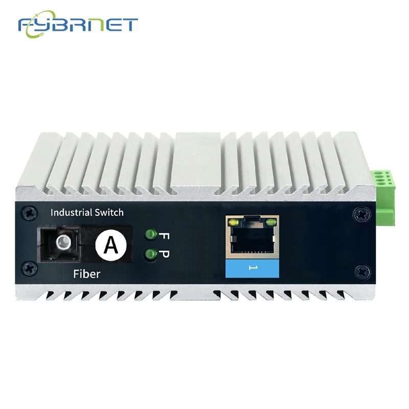 SC 2 port 20KM 1 optical and 1 electrical single mode single fiber A/B Gigabit dual power industrial Ethernet switch