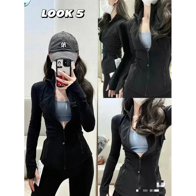 

2025 Jacket With Logo Yoga Wear Long Sleeve Full Zipper Sports Gym Workout Clothing Slim Fit Dupes Athletic coat