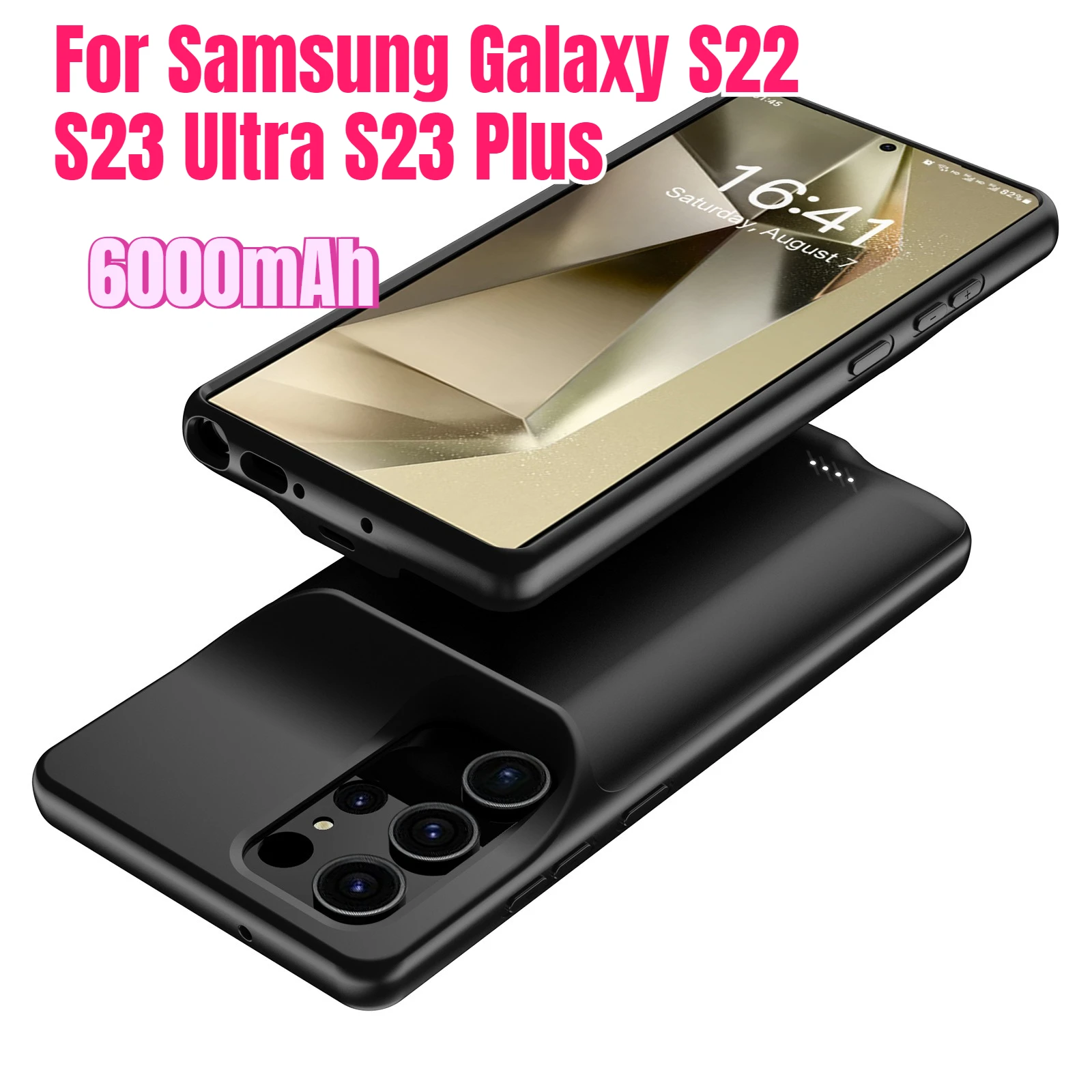 حافظة بطارية 6000 مللي أمبير في الساعة لهاتف سامسونج جالاكسي S22 S23 Ultra S23 Plus شاحن بطارية حافظات طاقة باور بانك غطاء شحن مقاوم للصدمات