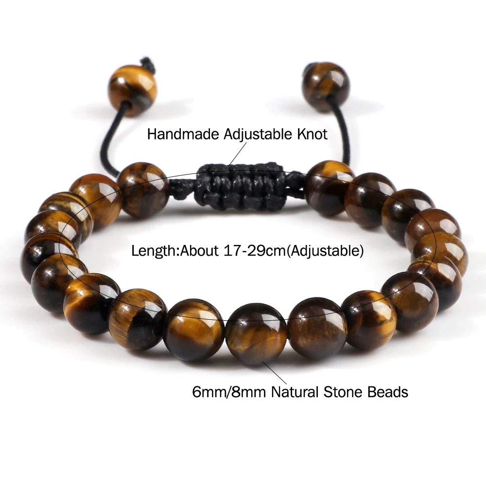 Classic Black Volcanic Lava Stone Beads Bracelets Men 6 8mm Natural Stone Black Onyx Tiger Eye Bracelets Yoga Meditation Jewelry