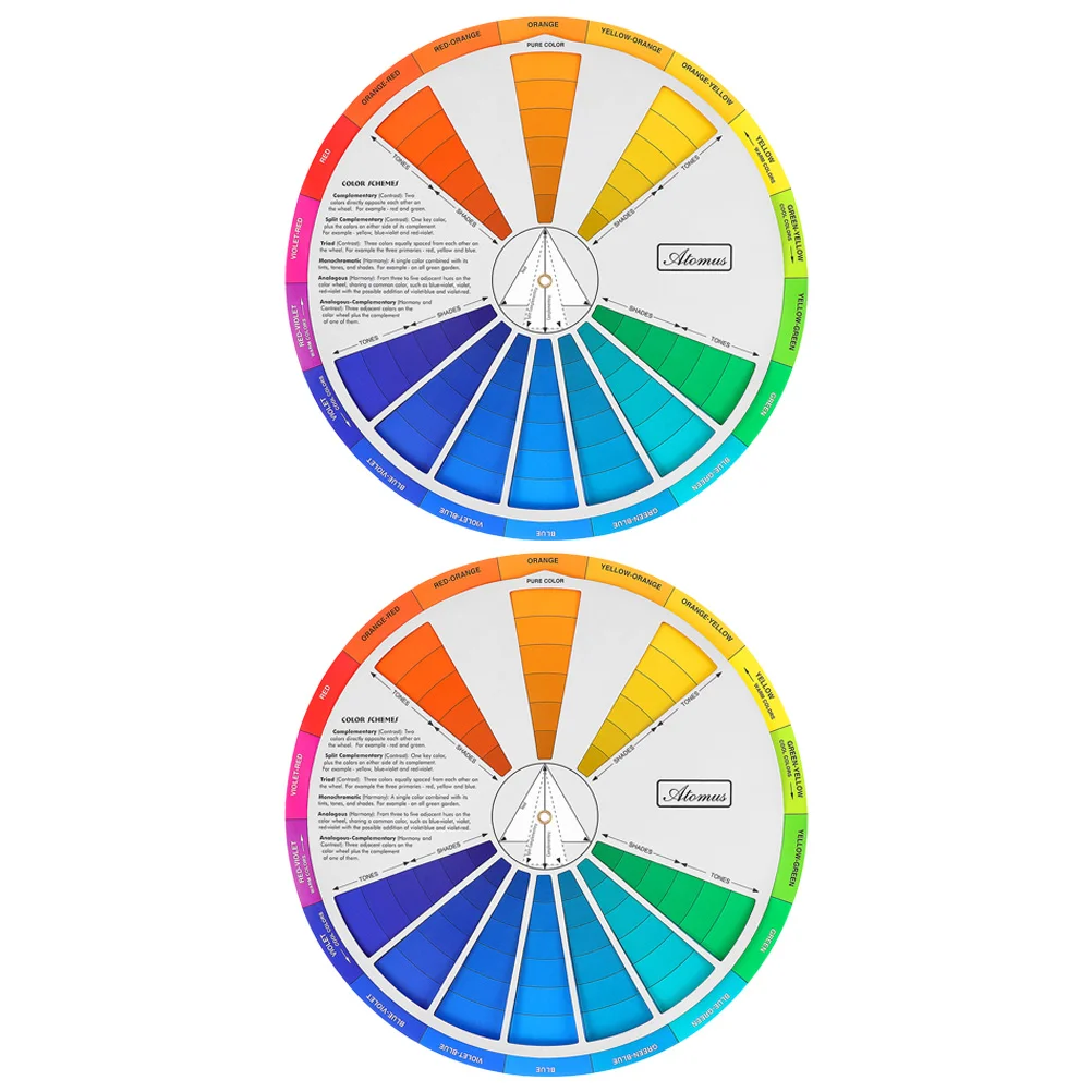 

2 Pcs Color Card Gradient Wheel for Painting Mixing Chart Wheels Class Teaching Tool Fashion Learning