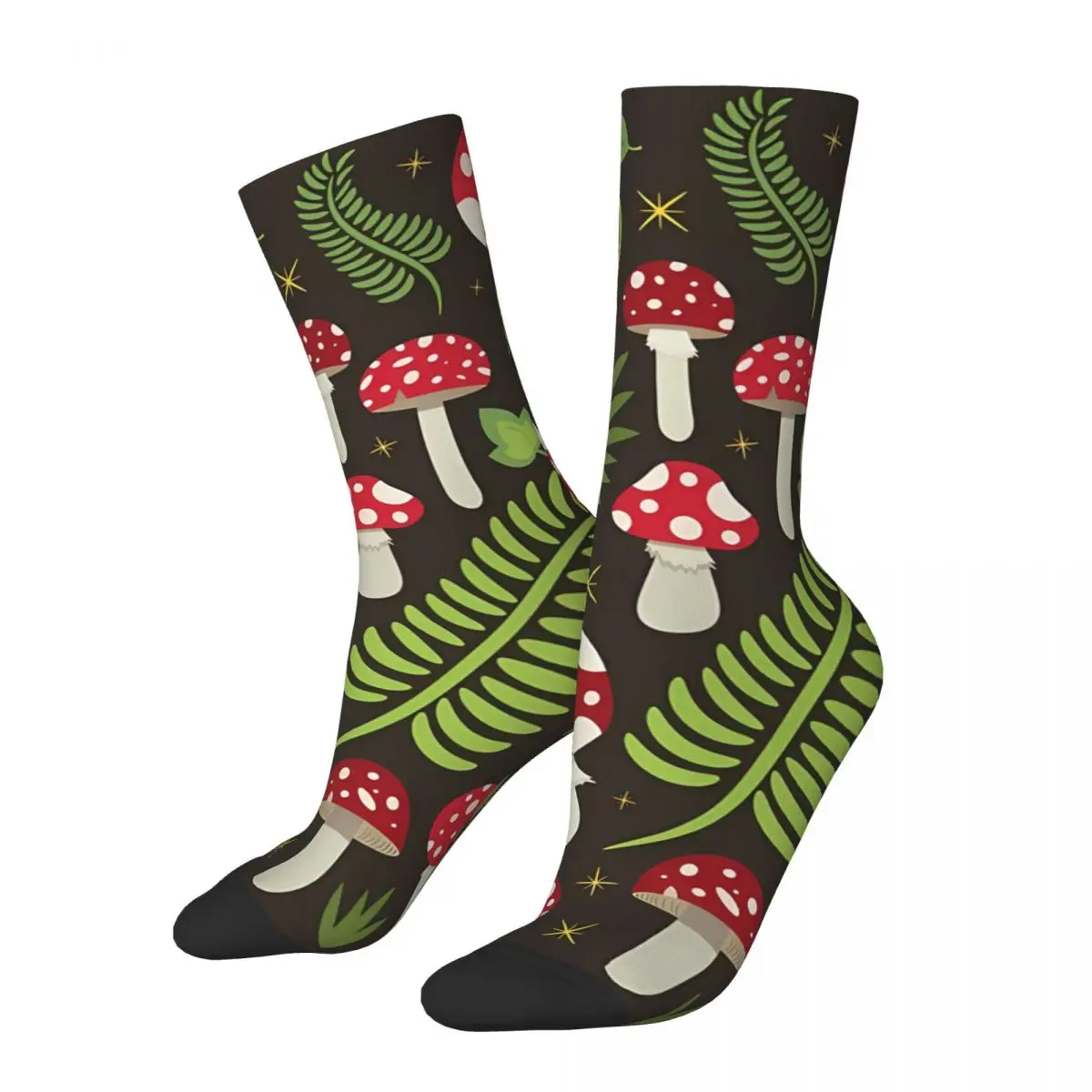 Lustige Herren socken magischen Wald rote Pilze Vintage Pilz Hip Hop Neuheit Crew Socke Geschenk muster gedruckt