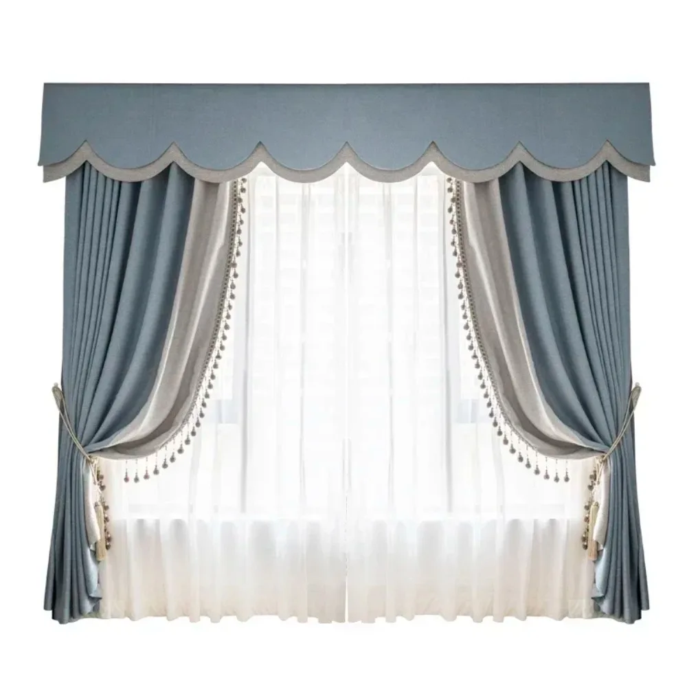 Custom Size Luxury Modern Cotton Linen Blackout Curtains for Bedroom Living Room Thermal Insulated Energy Saving Drapes