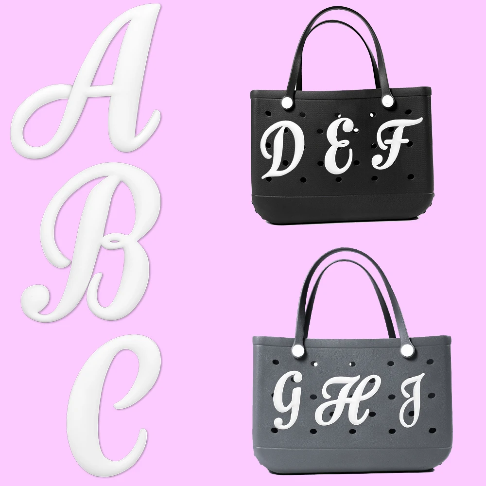 1PCS Bag Charms Latin Letter New Arrival Rubber Alphabet Bag Accessories Fit Women Men Beach Tote Bag Decoration Handbag Pendant