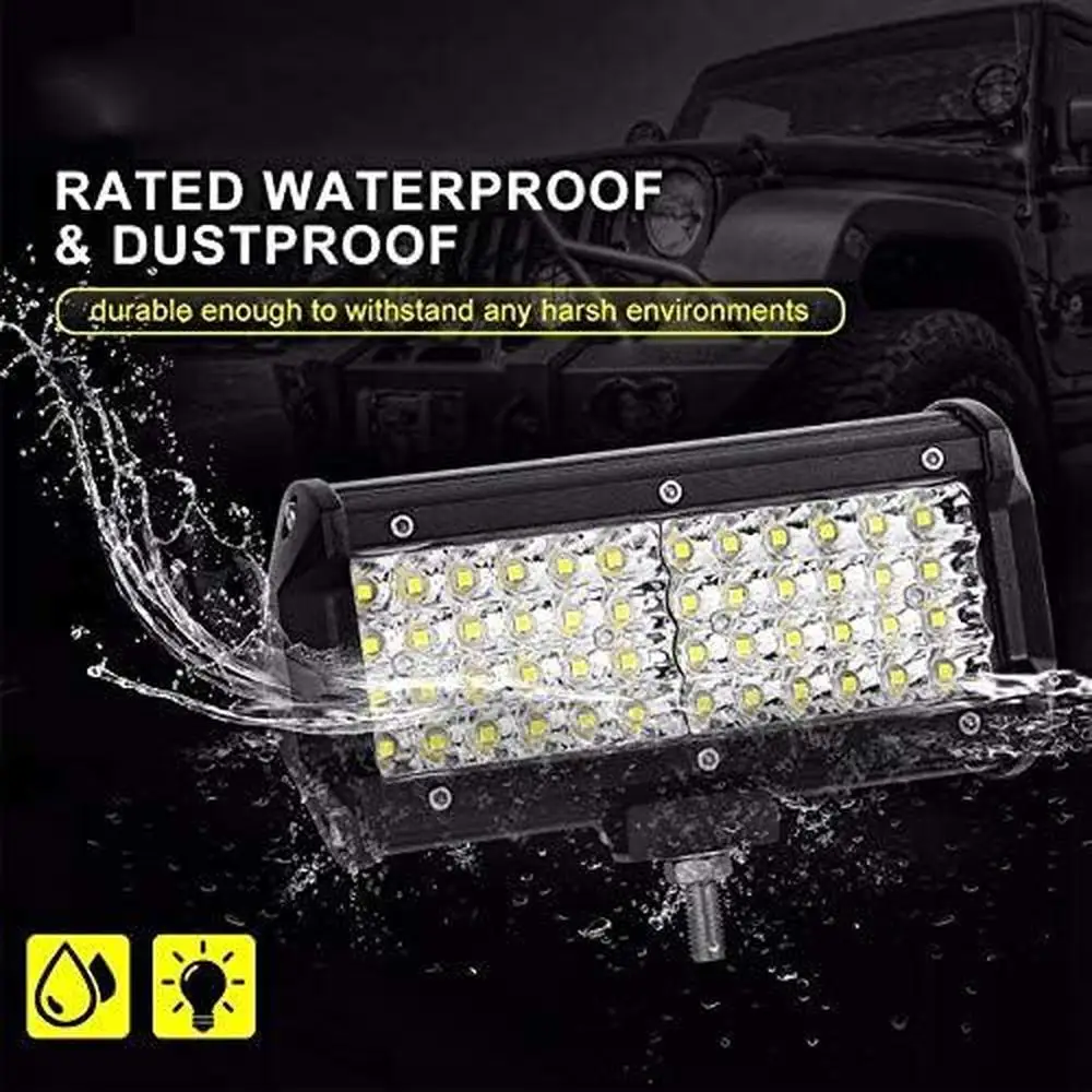 10-30V 2Pcs Strip Light 144W Concented High-Brightness Work Light Fog Light Driving Lights for Off-road Trucks