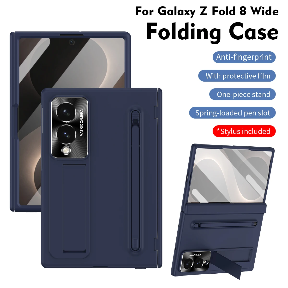 

Busines Hinge Protect Anit-Drop Phone Case for Samsung Galaxy Fold 8 Wide 7 6 with Pen Stylus & Screen Film & Hidden Stand Cover