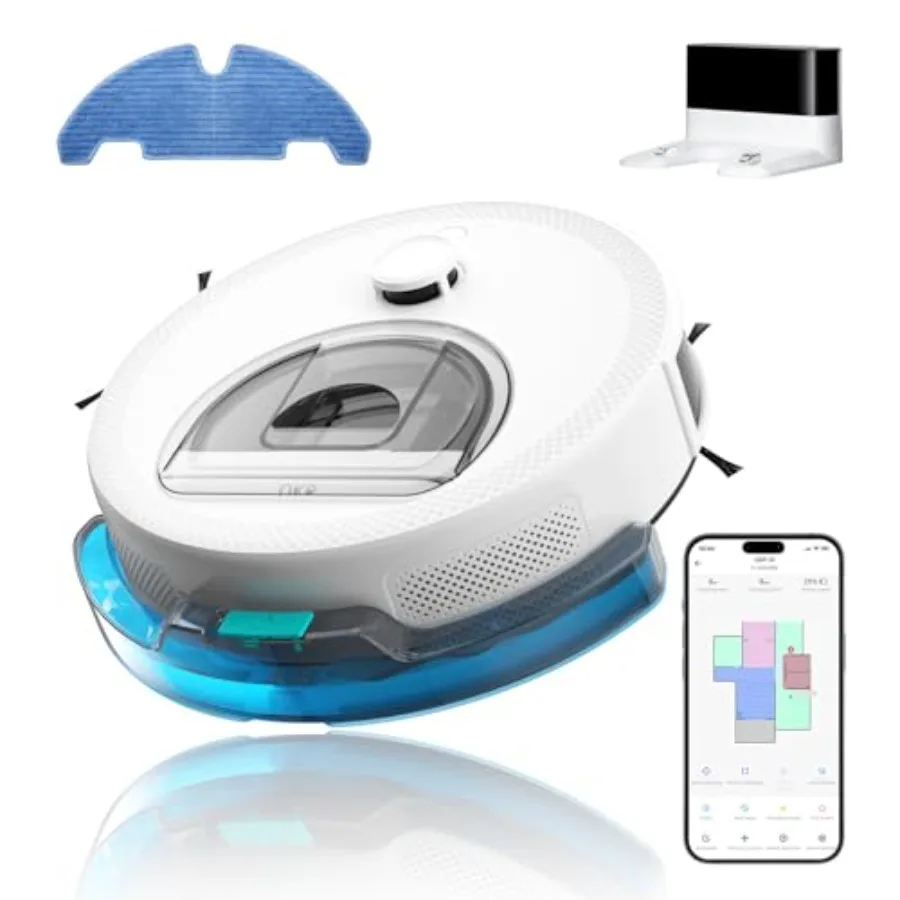 Lidar Robot Vacuum and Mop Combo 6000Pa Automatic Robotic Vacuum with Smart Mapping 3.7 inch Thin Design 150 Min Max Runtime 5G