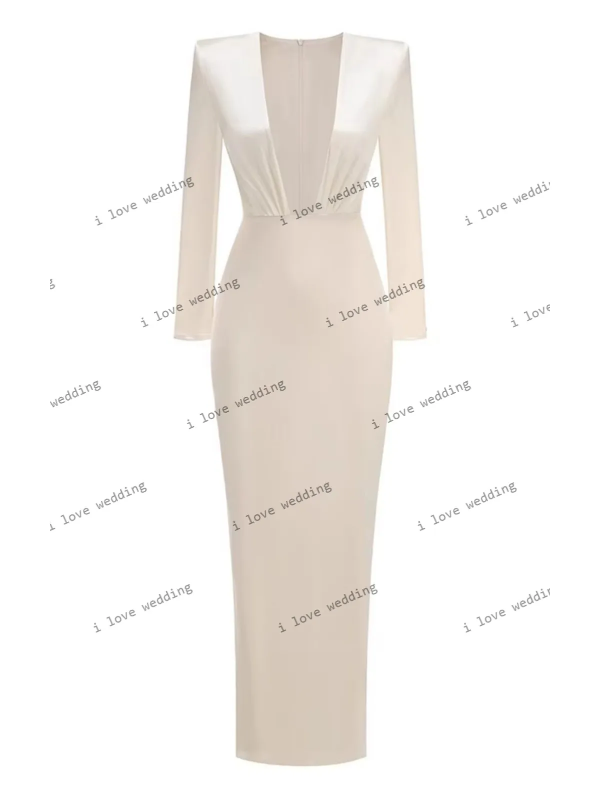 Vestidos de Noche largos con cuello en V profundo de color amarillo claro, vestido de fiesta de boda elegante de sirena de manga larga de satén 2025 para mujer personalizado