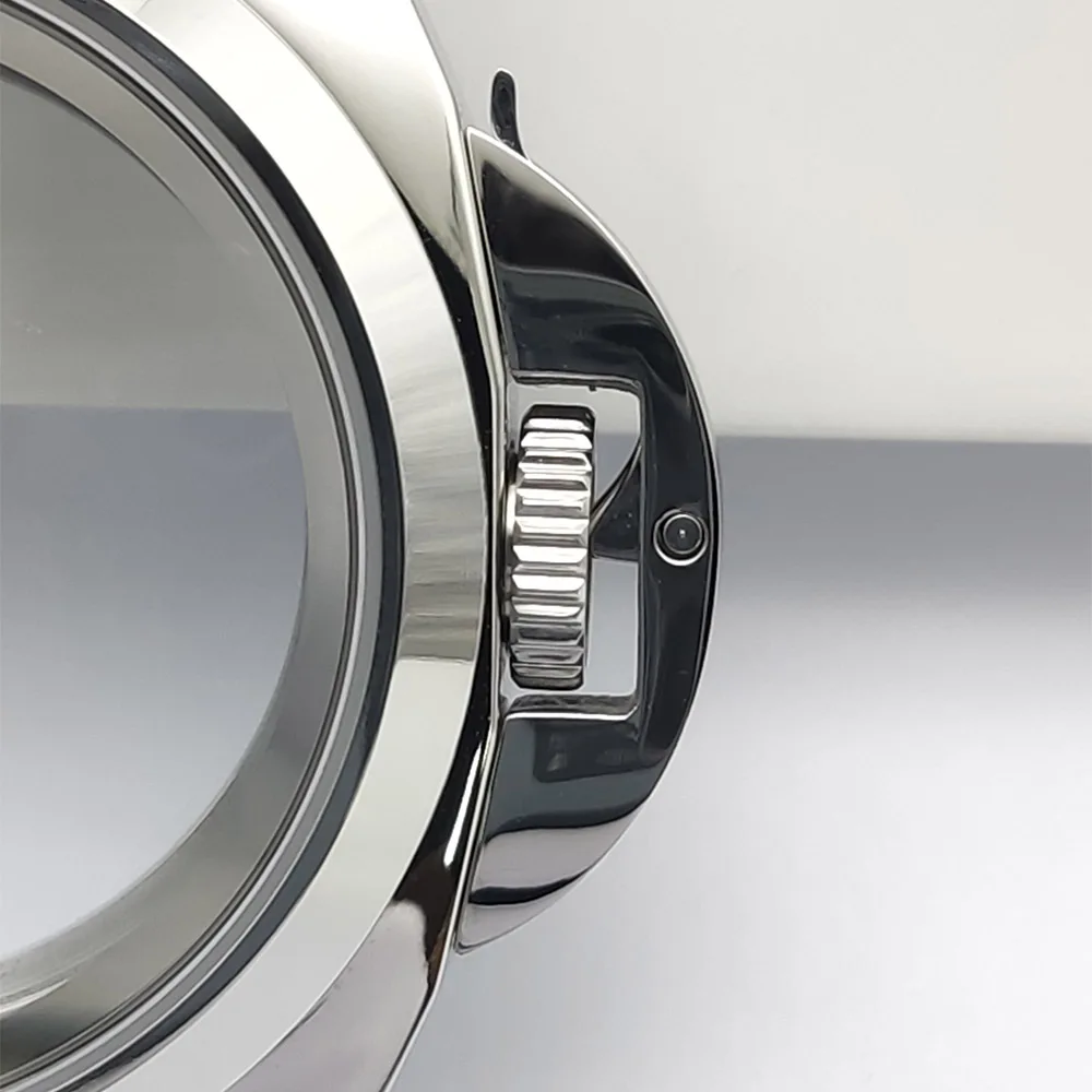 حافظة ساعة NH35 فضية 40 ملم حافظة كريستال ياقوت 5ATM مناسبة مع حافظة مقبض لقرص NH35 NH36 4R36 عيار 28.5 ملم.