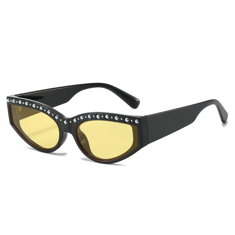 

Retro Cat Eye Sunglasses with Rhinestones 2025 New Stylish Women Shades Ins Hot Trendy Handmade Brand Design Eyewear