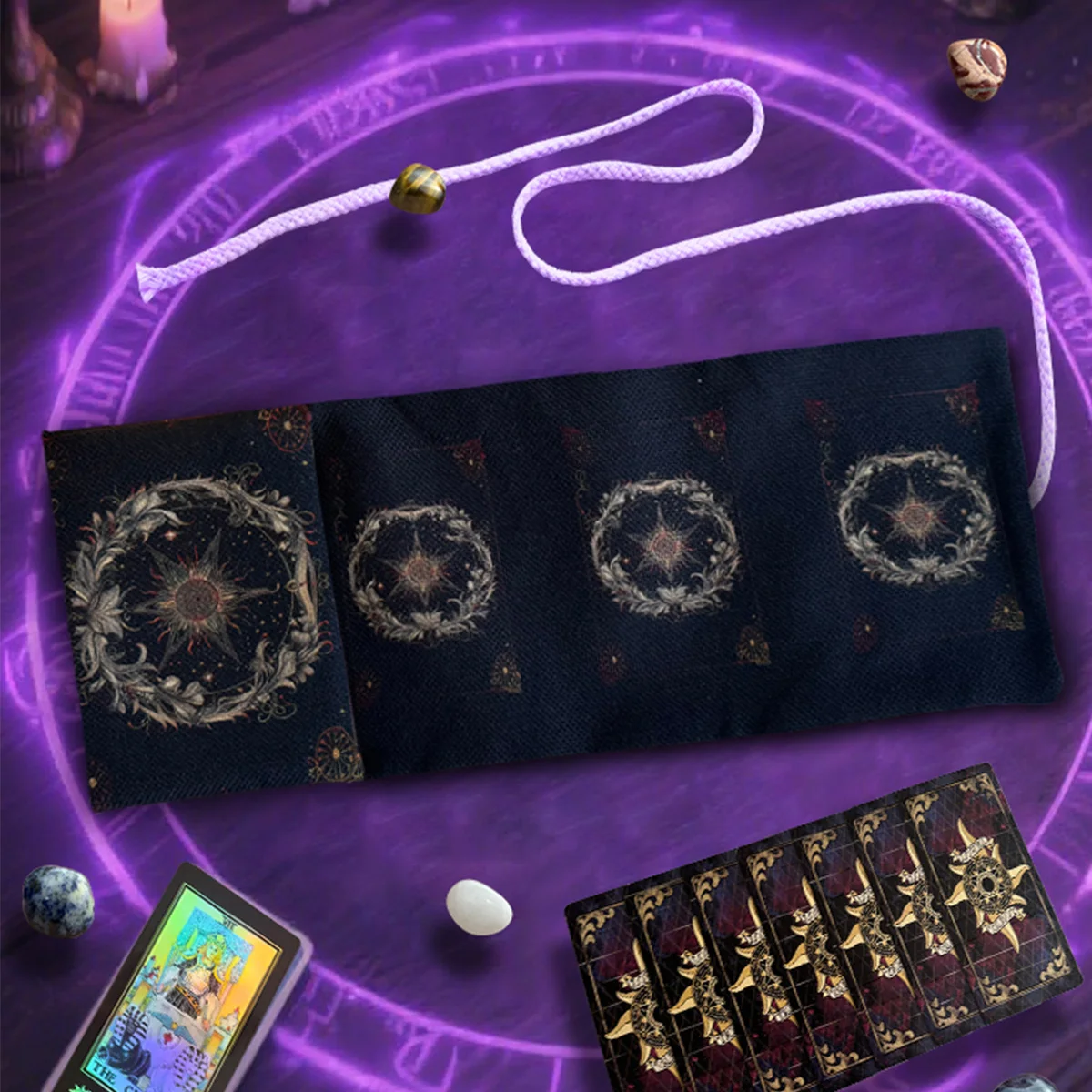 Tarot-Aufbewahrungstasche mit Sternenkranz-Muster, geheimnisvolle Wickeltasche, Tarot-Tischdecke, Aufbewahrungstasche für Blumen und Pflanzen, Heimdekoration