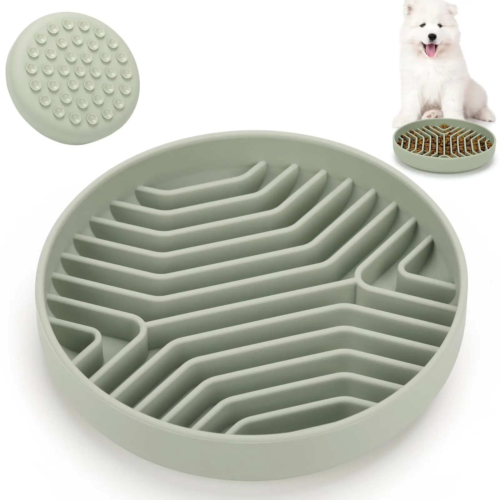 Slow Feeder Dog Bowls, Silicone Maze Food Bowl Feeders Dog Puzzle Lick Mat to Slow Down Eating for Medium to Small Dogs & Cats