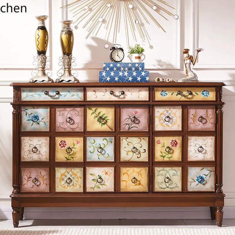 

HTT door shoe cabinet drawer household antique entrance hall living room balcony locker entrance partition against the wall