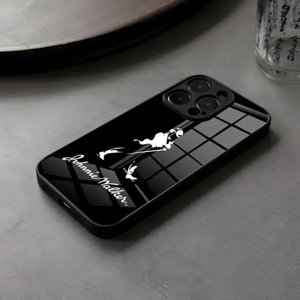 Funda de teléfono con logotipo de Johnnie Walker, cristal para IPhone17 Air 16 15 17 14 Pro Max 13 12 hermosa chica Mini 11 X XS XR 8 Plus para Samsun